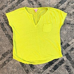 Lilly Pulitzer Duvall top 
Size small 
Lime green color 
100% linen